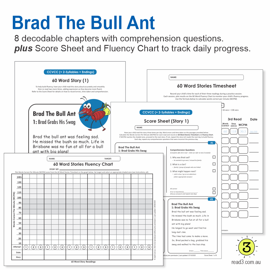 60 Word Stories | 3.1 | CCVCC | Brad the Bull Ant