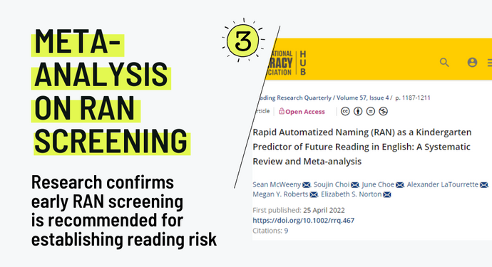 Research confirms early RAN screening is recommended for establishing reading risk