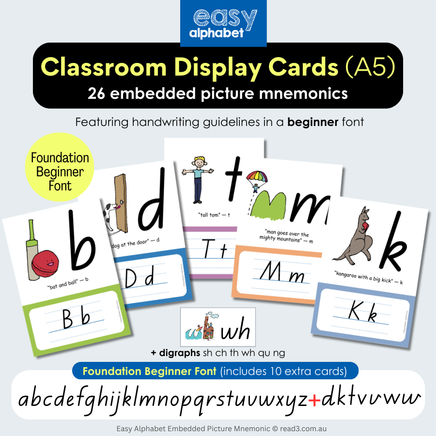 Embedded Mnemonics | Easy Alphabet Classroom Display Cards | A5 | Digital Download