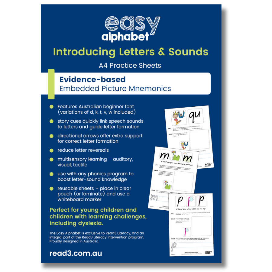 Embedded Mnemonics | Easy Alphabet Practice Sheets | A4