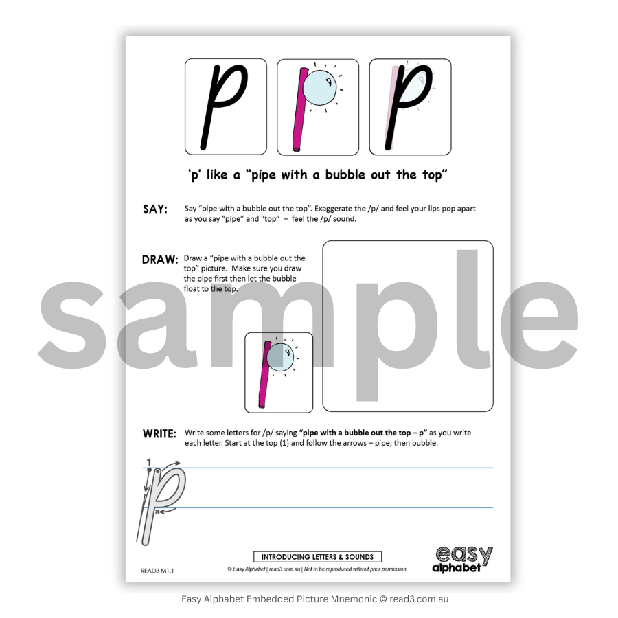 Embedded Mnemonics | Easy Alphabet Practice Sheets | A4