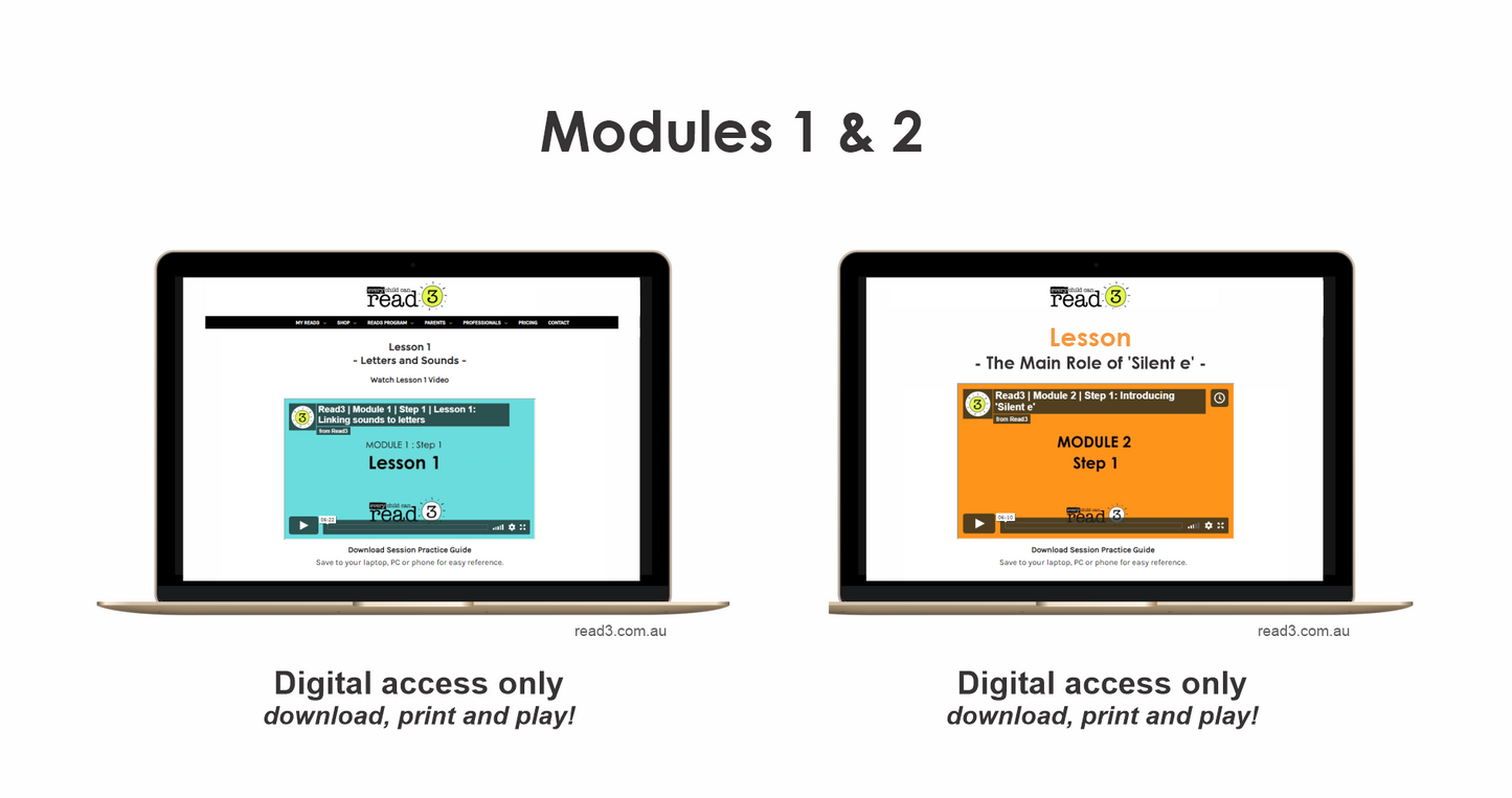 Read3 literacy intervention program | Complete Module 1 & 2 | PROFESSIONAL | Single-User Licence (Digital Only)