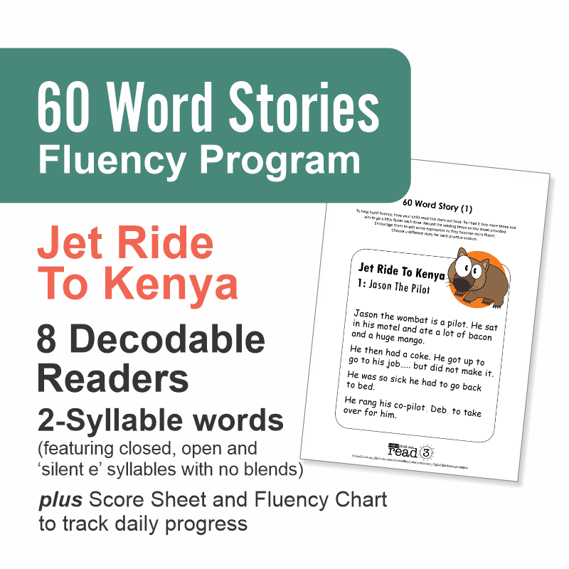 60 Word Stories | 2.2.2 | 2-Syllable Words | Jet Ride To Kenya