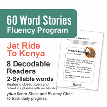 Load image into Gallery viewer, 60 Word Stories | 2.2.2 | 2-Syllable Words | Jet Ride To Kenya
