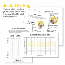 Load image into Gallery viewer, 60 Word Stories | 2.2.1 | CV Open Syllable | Jo-Jo The Pug
