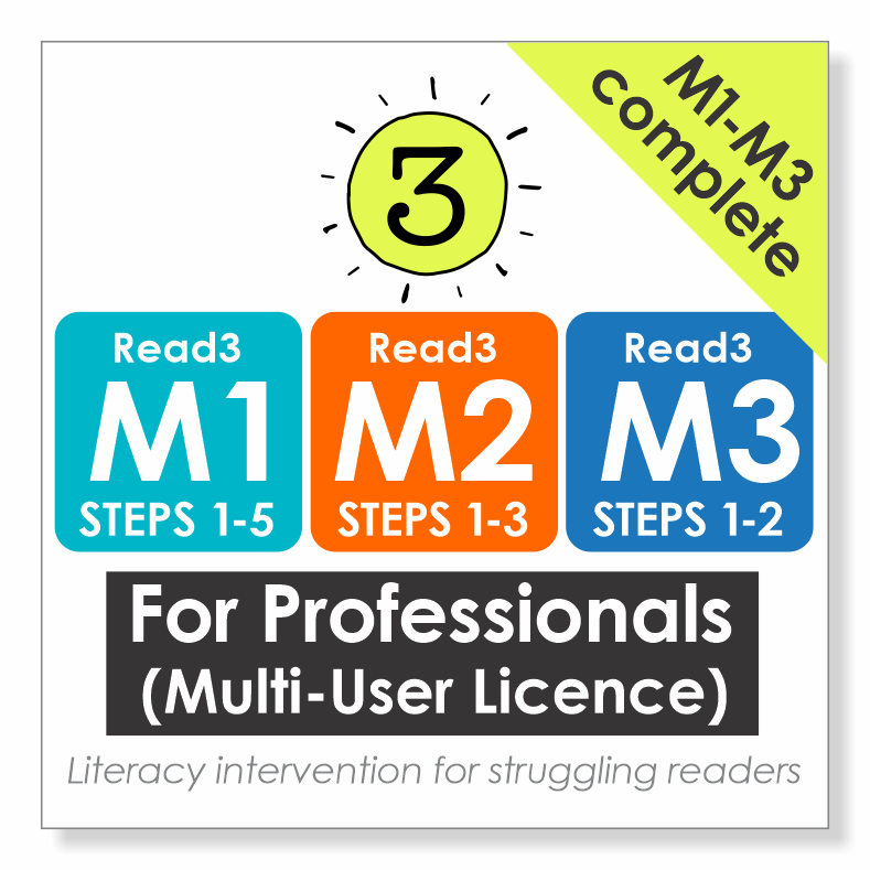 Read3 literacy intervention program | Complete Module 1 & 2 & 3 | Multi-User Licence | PROFESSIONAL (Training Included)